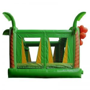 Side view of a green and yellow Tropical inflatable.